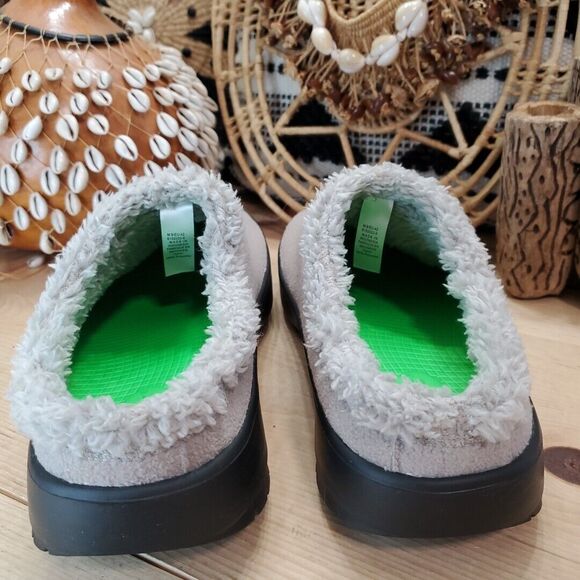 Oofos Mens 9 OOcoozie Tawny Vegan Sherpa Mules Slip On Comfort Recovery Slides